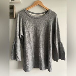 Current/Elliott | The Ruffle Sleeve Heather Grey Baby Terry Sweatshirt